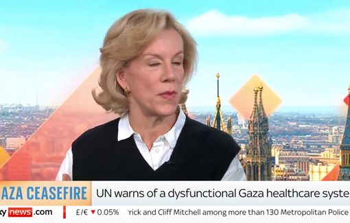 Thumbnail preview image for the video titled: Juliet Stevenson: "There are 4 fully equipped mobile maternity clinics waiting to cross the border.. they're not allowed across"