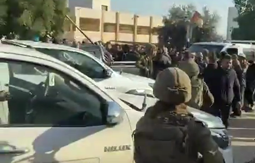 Thumbnail preview image for the video titled: Israeli settlers, under army protection, storm Bardala School in the northern Jordan Valley