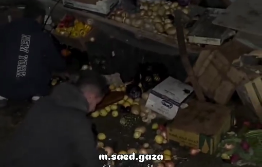 Thumbnail preview image for the video titled: Fire burning at a warehouse after an Israeli airstrike killing 4 Palestinians