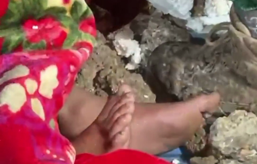 Thumbnail preview image for the video titled: A wall from a nearby building collapsed onto tents sheltering displaced families due to the polar storm