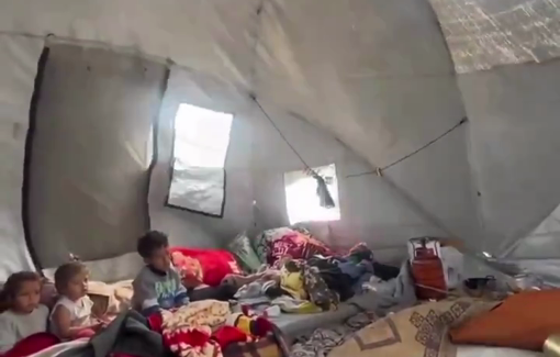Thumbnail preview image for the video titled: Footage of the winter storm on fragile shelters in Gaza
