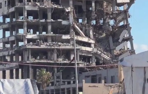 Thumbnail preview image for the video titled: Bank of Palestine building on the verge of collapse