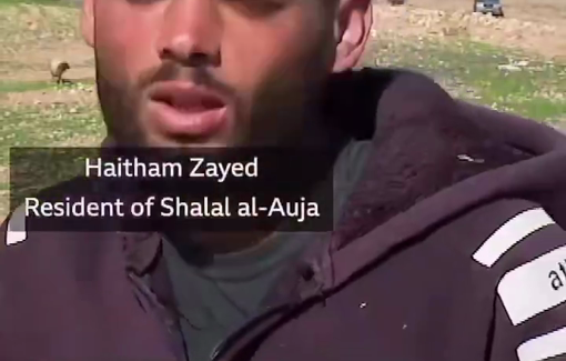 Thumbnail preview image for the video titled: Haitham Zayed from Shalal al-Auja speaking for 20 families who refuse to leave despite settler attacks