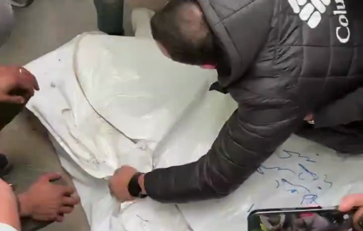 Thumbnail preview image for the video titled: The farewell to the three journalists who were martyred in an Israeli strike on their vehicle in central Gaza