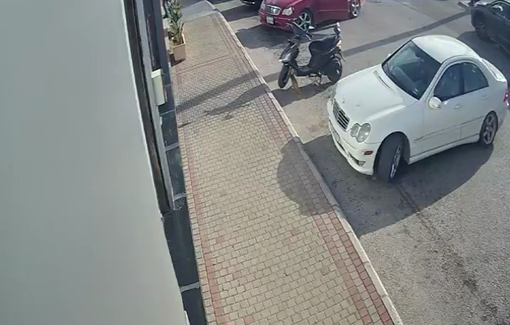 Thumbnail preview image for the video titled: The moment the Ali Nouredine's car was targeted by an Isreli drone near Al-Abdallah Restaurant in Tyre