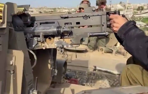 Thumbnail preview image for the video titled: Israeli soldiers fire randomly to the displaced Palestinian tents areas