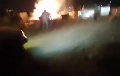 Thumbnail preview image for the video titled: The Khirbet of Halawa, Fakheit, and Taban under heavy attack by dozens of settlers who set fire and burned properties