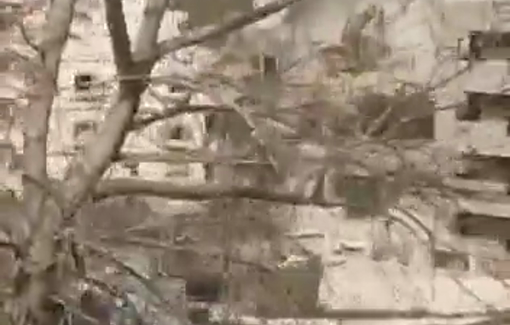 Thumbnail preview image for the video titled: An Israeli drone strike on excavator that was removing rubble of a building that previously been destroyed in Qennarit