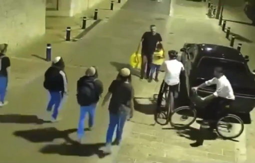 Thumbnail preview image for the video titled: Haredi youth spit on, and later attack a Christian father walking with his child in Jerusalem/Al Quads.