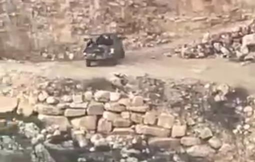 Thumbnail preview image for the video titled: Israeli settler militias broke into a home in the village of Jalud and looted its contents