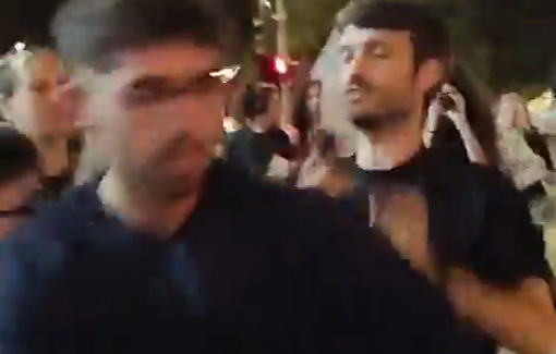 Thumbnail preview image for the video titled: In Tel Aviv, in front of the British embassy: A peaceful demonstration in solidarity with political prisoners dispersed by police after an organized attack by violent mob