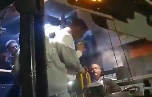 Thumbnail preview image for the video titled: Attackers spray tear gas at a Palestinian bus driver