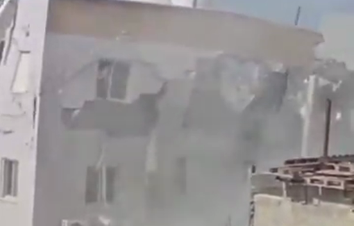 Thumbnail preview image for the video titled: Israeli Hyundai bulldozers demolished a home in the town of Barta'a, southwest of Jenin, pretexting the lack of an Israeli permit