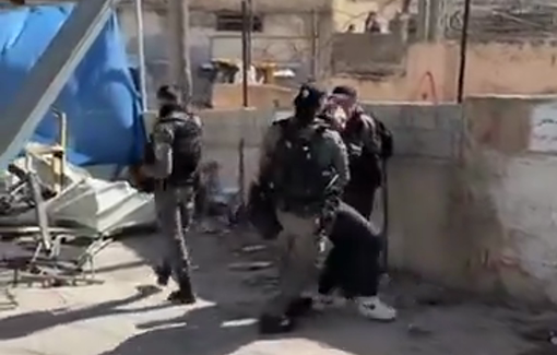 Thumbnail preview image for the video titled: Israeli forces brutally detained Palestinian youth Yazan Odeh during the large-scale home demolition operation in Silwan