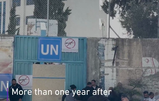 Thumbnail preview image for the video titled: More than a year after the army displaced thousands of residents, children try to return to school in Tulkarm