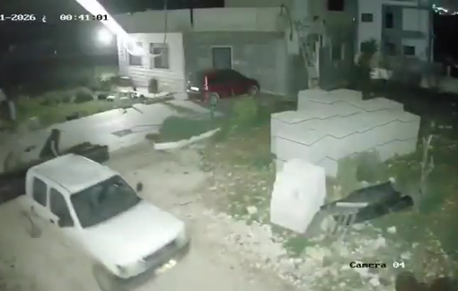 Thumbnail preview image for the video titled: Israeli settlers under the cover of darkness raided the outskirts of the village of Talfit and stole construction materials