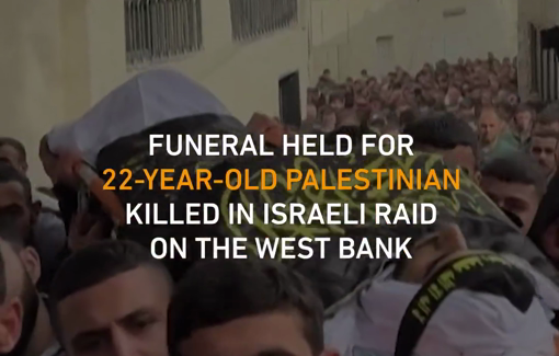 Thumbnail preview image for the video titled: Funeral procession in Silat al-Harithiya honors 22-year-old killed during Israeli raid near Jenin