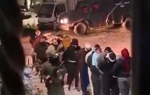 Thumbnail preview image for the video titled: Israeli forces abducting the people of Jabal Jalles in Hebron (al-Khalil) using a Palestinian home as a military base