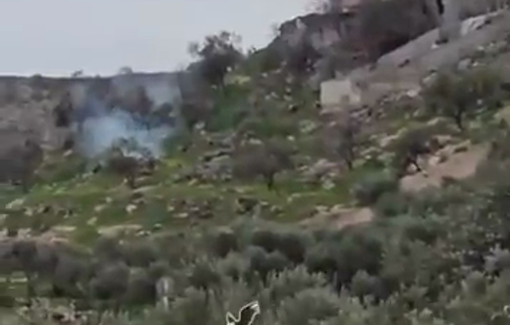 Thumbnail preview image for the video titled: Israeli forces fire tear gas canisters into the homes of Palestinians in Al-Mughayyir
