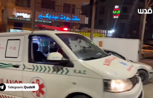 Thumbnail preview image for the video titled: Two people injured by Israeli gunfire from the town of Beit Furik arrived at Rafidia Hospital in Nablus