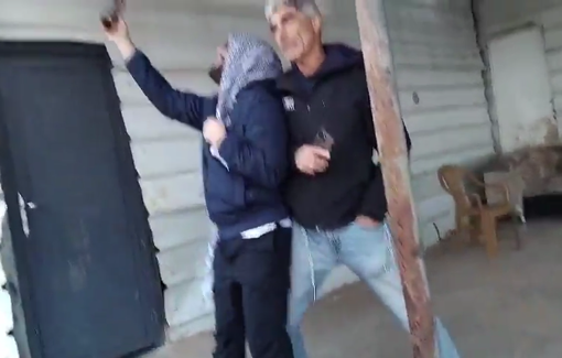 Thumbnail preview image for the video titled: Yoni Kletzel harassing some more solidarity activists in Duma after settlers pepper sprayed them