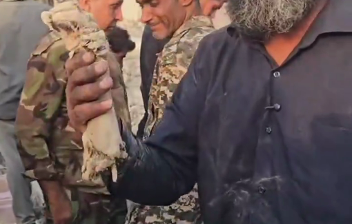 Thumbnail preview image for the video titled: The arm of one of the 108 girls murdered in the elementary school in Minab city by the Israeli airstrikes