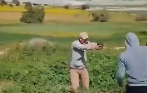 Thumbnail preview image for the video titled: In Al-Hamma, two young Palestinians were attacked by settlers on their own land and were arrested