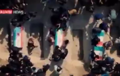 Thumbnail preview image for the video titled: Funeral procession for the students of Minab School who were killed in a massacre carried out by U.S.-Israeli aircraft in Iran