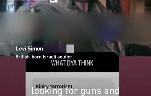 Thumbnail preview image for the video titled: British-born Israeli soldier Levi Simon making derogatory comments about drawers filled with lingerie in a Palestinian home