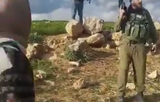 Thumbnail preview image for the video titled: Israeli settlers and soldiers shot two Palestinians in Wadi Al Rakheem killing one