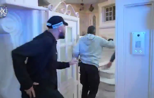 Thumbnail preview image for the video titled: Israeli police in Lod/Lidd raid the house of Akram Sakalla, a member of the city council and abduct his son