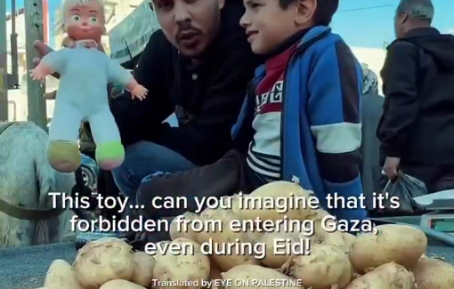 Thumbnail preview image for the video titled: In Gaza, no toys for Eid as the siege leaves markets empty