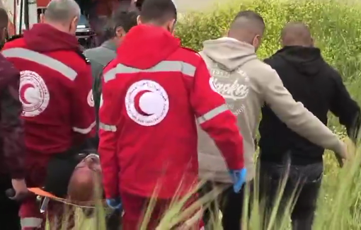 Thumbnail preview image for the video titled: Settlers attacked Palestinian shepherds while they were grazing near the village of Rakeez