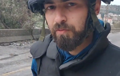 Thumbnail preview image for the video titled: Reporting from the site of martyrdom of war correspondents Hajj Ali Shueib and Fatima Ftouni were killed