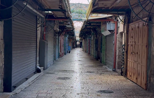 Thumbnail preview image for the video titled: Empty Palm Sunday in the Holy City of Jerusalem, while the Patriarch was stopped on the way of the church and forced to turn back