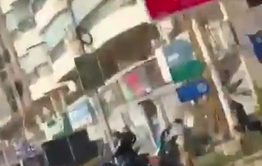 Thumbnail preview image for the video titled: Live footage of Israeli bombing of a building in Beirut