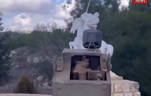 Thumbnail preview image for the video titled: Israeli forces bulldozing Saint George Statue in Yaroun, a Christian Lebanese village