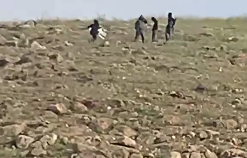 Thumbnail preview image for the video titled: Israeli settlers raiding the area around residents’ tents in Khirbet Samra in the northern Jordan Valley