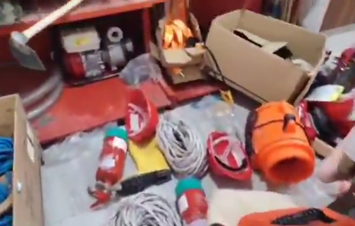 Thumbnail preview image for the video titled: Damage is seen after Israeli forces raided the Volunteers Center of At-Tuwani in Masafer Yatta