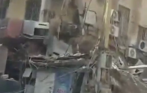 Thumbnail preview image for the video titled: Israel sows destruction and death in the series of airstrikes over a ten minute period in Lebanon