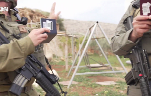 Thumbnail preview image for the video titled: In Tayasir, West Bank, IDF soldiers abduct and detain a CNN crew while describing their activities as an act of revenge for the death of Hilltop Youth Yehuda Shmiel Sherman