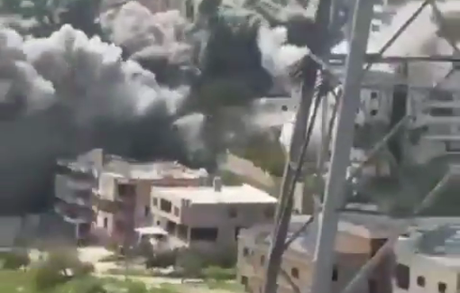 Thumbnail preview image for the video titled: Israel carrying out a heavy fire belt around neighborhoods in the city of Nabatieh, Lebanon