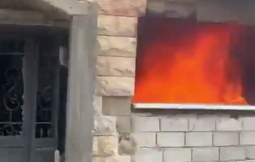 Thumbnail preview image for the video titled: Israeli bombardment targeted the town of Khiam, setting a school building on fire