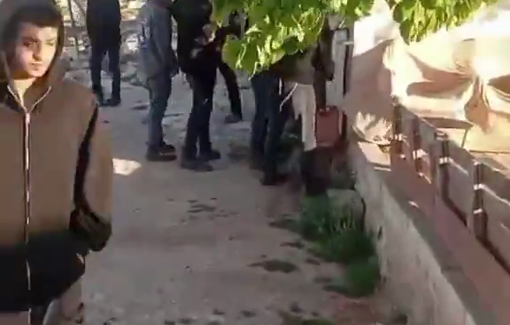 Thumbnail preview image for the video titled: A group of Israeli settlers stormed the village of Tuba in Masafer Yatta, attacking a father and his son, before stealing sheep from the family
