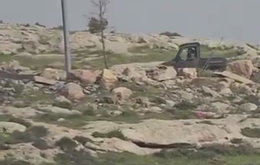 Thumbnail preview image for the video titled: During the Sabbath, Settlers invaded the village twice, close to the girls’ school, with ATVs funded by the Israeli Government