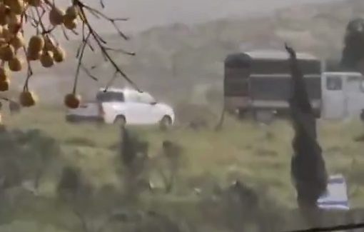 Thumbnail preview image for the video titled: Israeli settlers seized a Palestinian-owned vehicle in the village of Al-Minya, southeast of Bethlehem