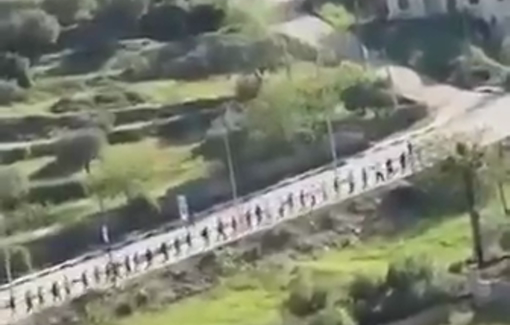 Thumbnail preview image for the video titled: Mass arrests and residents paraded in Deir Dibwan after a settler shot and killed a man