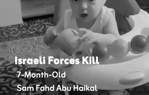 Thumbnail preview image for the video titled: Israeli forces opened fire on a vehicle in Al-Khalil, killing a 7-month-old Palestinian baby, Sam Fahd Abu Haikal, and injuring his parents