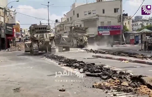 Thumbnail preview image for the video titled: Israeli military bulldozers continue their destruction spree in Jenin for sixth day in a row