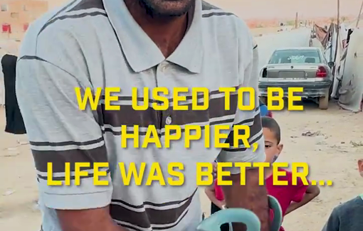 Thumbnail preview image for the video titled: Amputated fathers in displacement camp wish for an end to the war